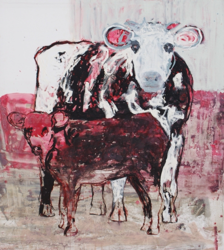 l'œuvre de la semaine, 2001, huile, toile, animaux, vache