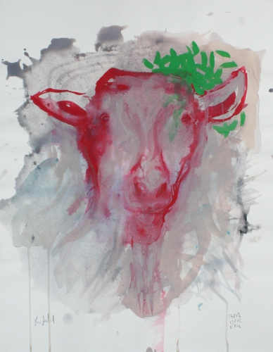 yves juhel, peintre, peinture, art, l'œuvre de la semaine, gouache, papier, 2002, animaux